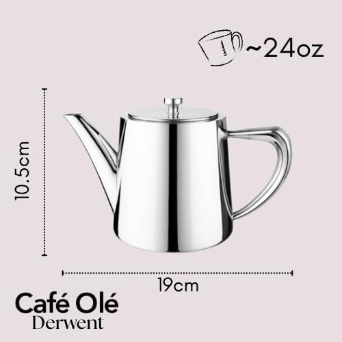 Café Olé DW-024 Derwent Teekanne, Edelstahl, 650 ml, 2–3 Tassen 24oz (650ml), 24oz (650ml)