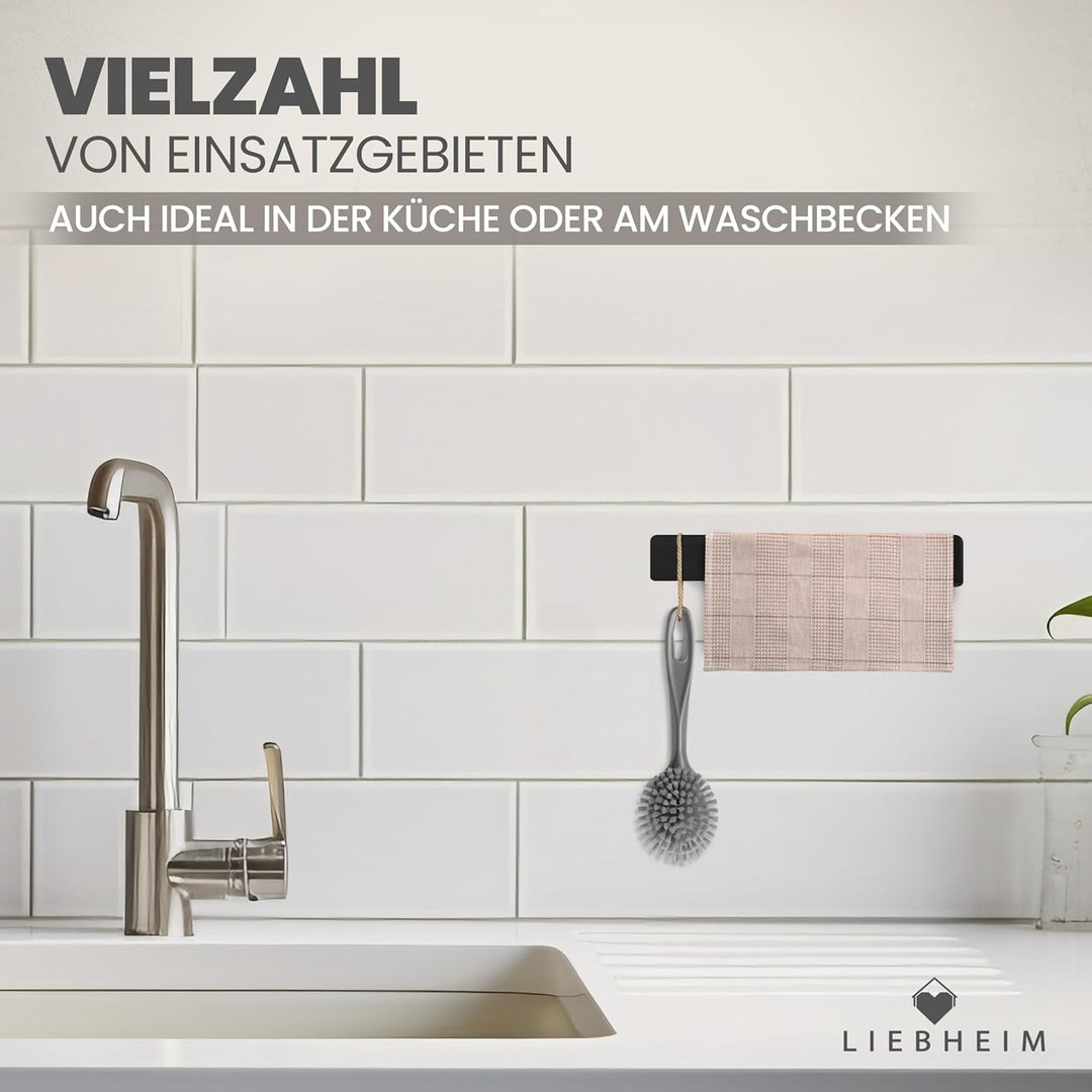 LIEBHEIM Handtuchhalter ohne Bohren - 3M Montage Klebeband & extra grosse Klebefläche - Handtuchstan