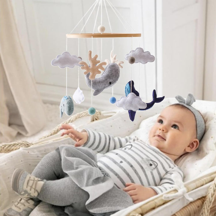 Hängemobile Windspiel Meerestiere, 3D Wolken Fische Mobile, Babyspielzeug für Kinderbett oder andere