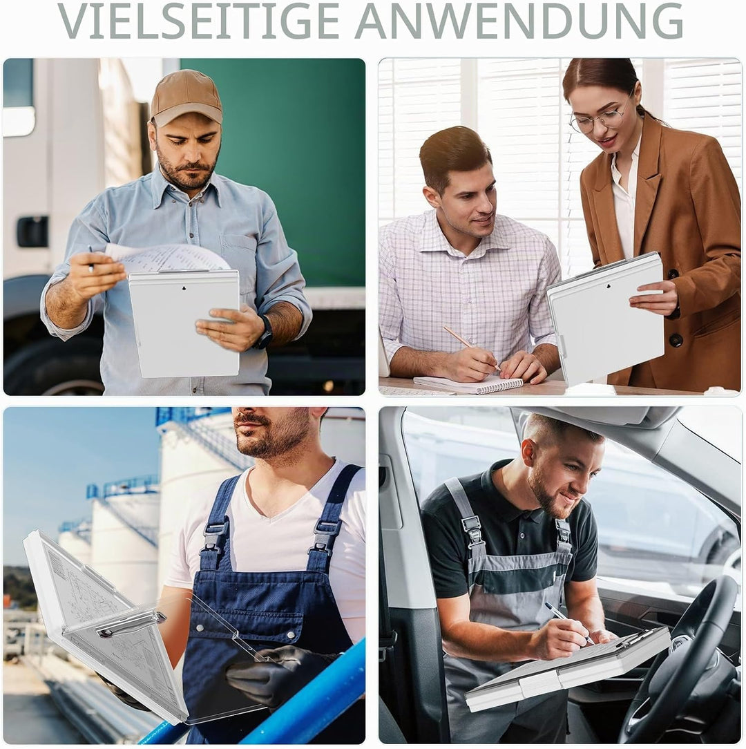 Kunststoff-Klemmbrett mit Aufbewahrung, Ordner Pflege Klemmbretter seitliche Öffnung, Heavy-Duty Kle