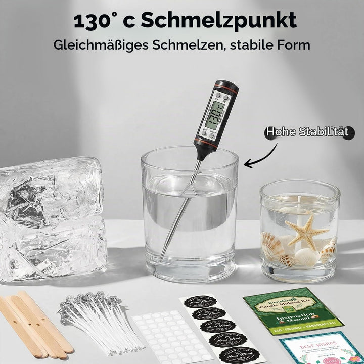LumaCraft Klares Gelwachs zur Kerzenherstellung – 500g Transparentes Jelly Wachs mit 20 Dochten, 50