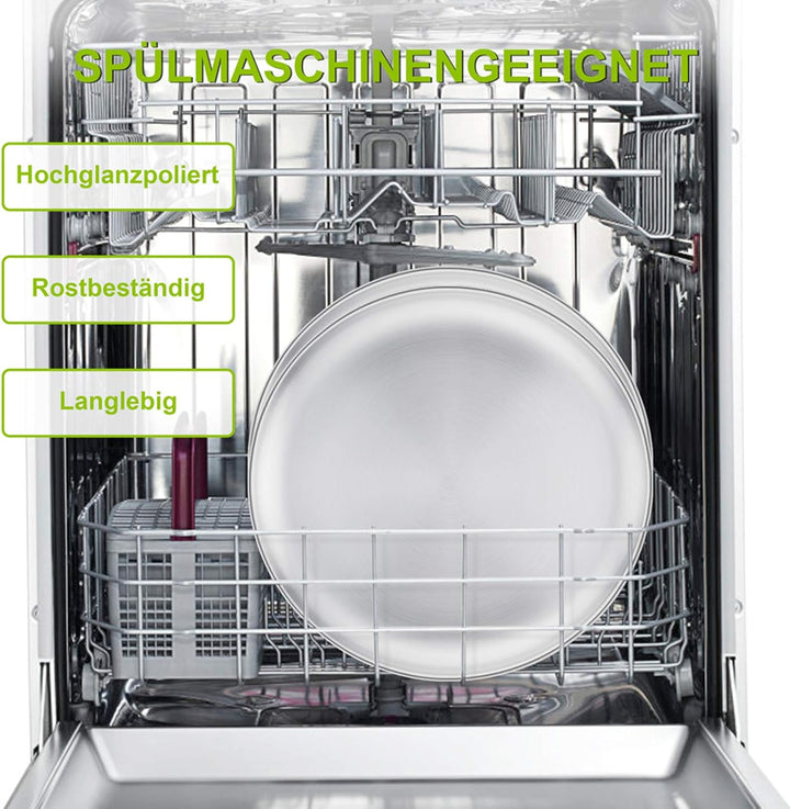 TEAMFAR Pizzablech 4er-Set, Edelstahl Rund Pizzaform Pizza Backblech zum Backen im Ofen, ∅ 26 cm, Ge