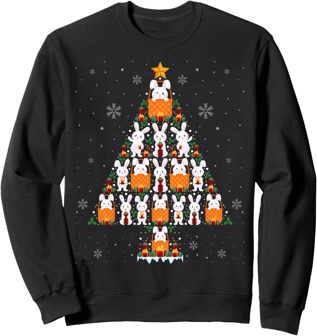 Rabbit Bunny Christmas Tree Lights Bunny Lover Xmas Sweatshirt