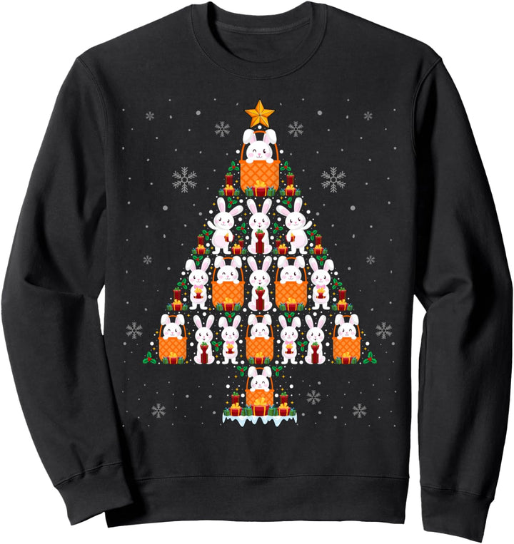 Rabbit Bunny Christmas Tree Lights Bunny Lover Xmas Sweatshirt