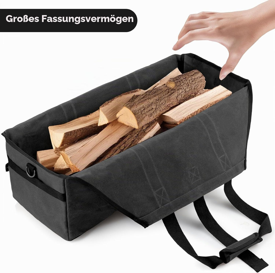 kaminholztasche Kaminholz Holzkorb Tragetasche Brennholztasche Kaminholzträger gewachstes Segeltuch
