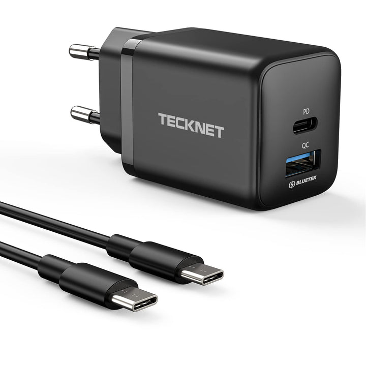 TECKNET 45W USB C ladegerät, 2-Port (1 USB C+1 USB) GAN Ⅲ Netzteil mit einen USB C auf USB C Ladekab