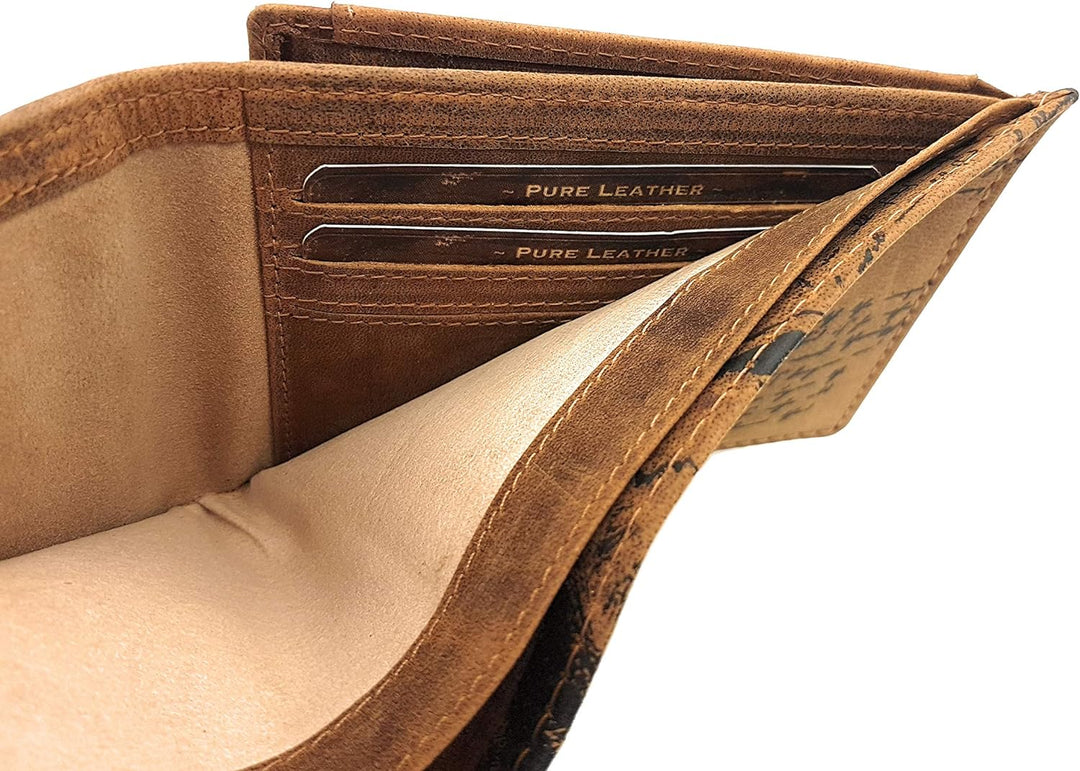 Jockey Club echt Büffel Vollleder Geldbörse mit RFID Schutz, quer, naturbelassenes Hunterleder Porte