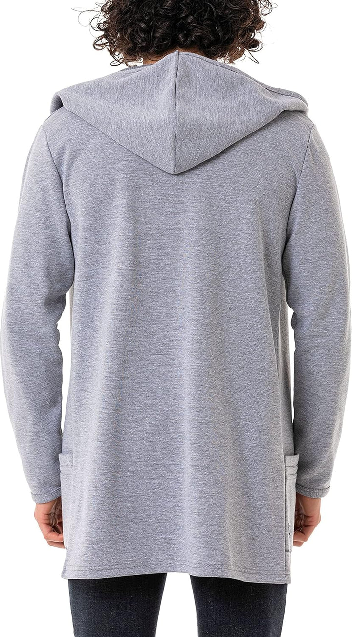 Red Bridge Herren Cardigan Sweater-Jacke Long Cut mit Kapuze M Grau, M Grau