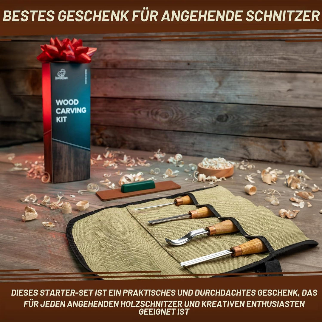 Meissel-Set zum Holzschnitzen SC01 – Hohlmeissel Holzschnitzwerkzeug-Set in der Werkzeugtasche mit S