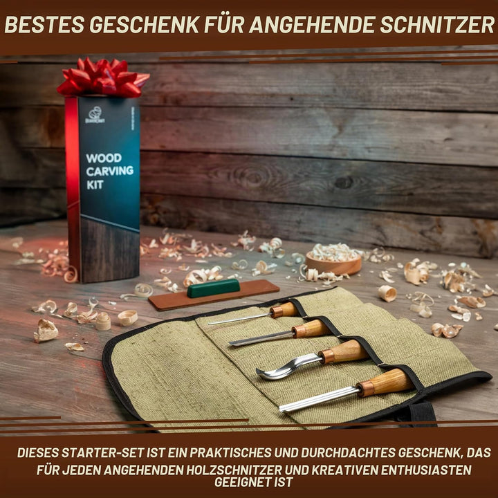 Meissel-Set zum Holzschnitzen SC01 – Hohlmeissel Holzschnitzwerkzeug-Set in der Werkzeugtasche mit S