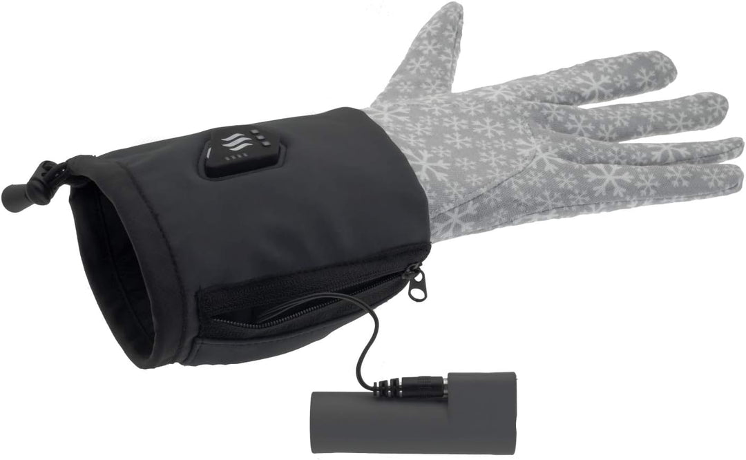 Glovii GEG Akku Beheizte Thermoaktive Universal Handschuhe, Grössen S-M, L-XL, Hellgrau-Schwarz, Sch