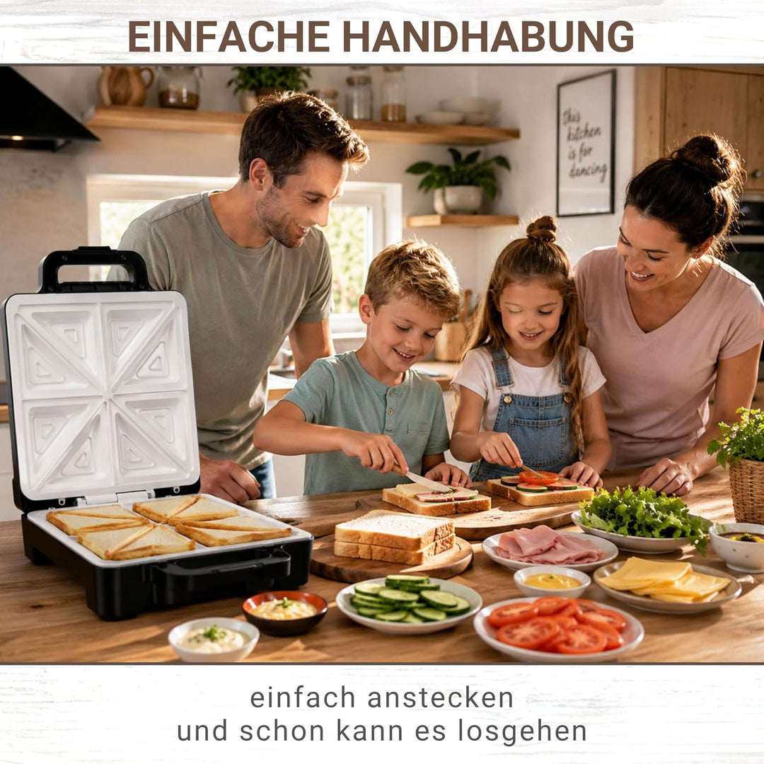 Syntrox Germany Keramik Sandwichmaker Drizle | Sandwich Toaster | Thermostat | Antihaftbeschichtet,