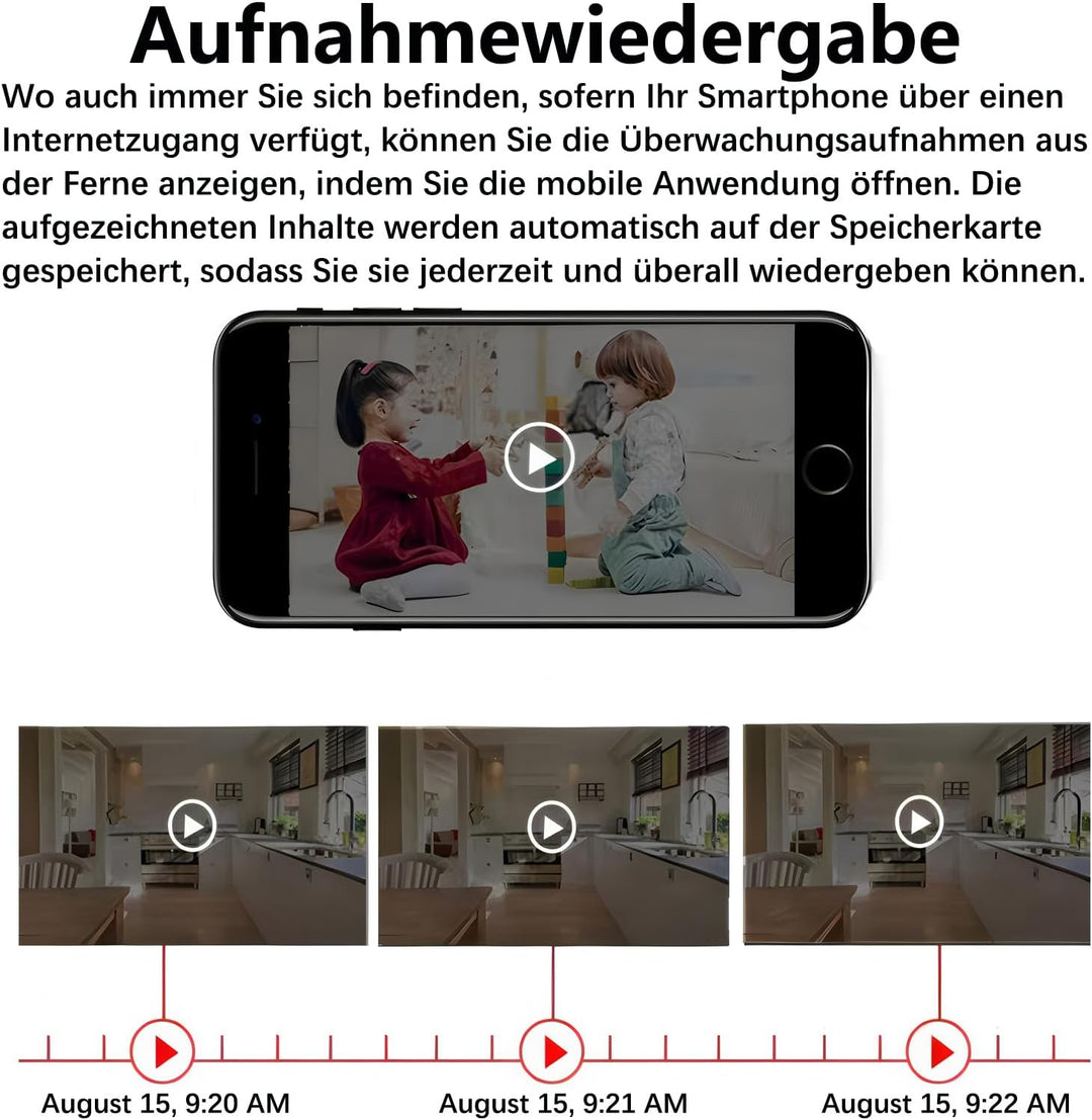 Mini-Kamera, WLAN-Überwachungskamera für Innen- und Aussenbereich, Sicherheitsüberwachungskamera mit