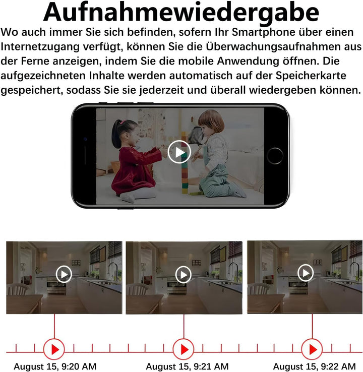 Mini-Kamera, WLAN-Überwachungskamera für Innen- und Aussenbereich, Sicherheitsüberwachungskamera mit
