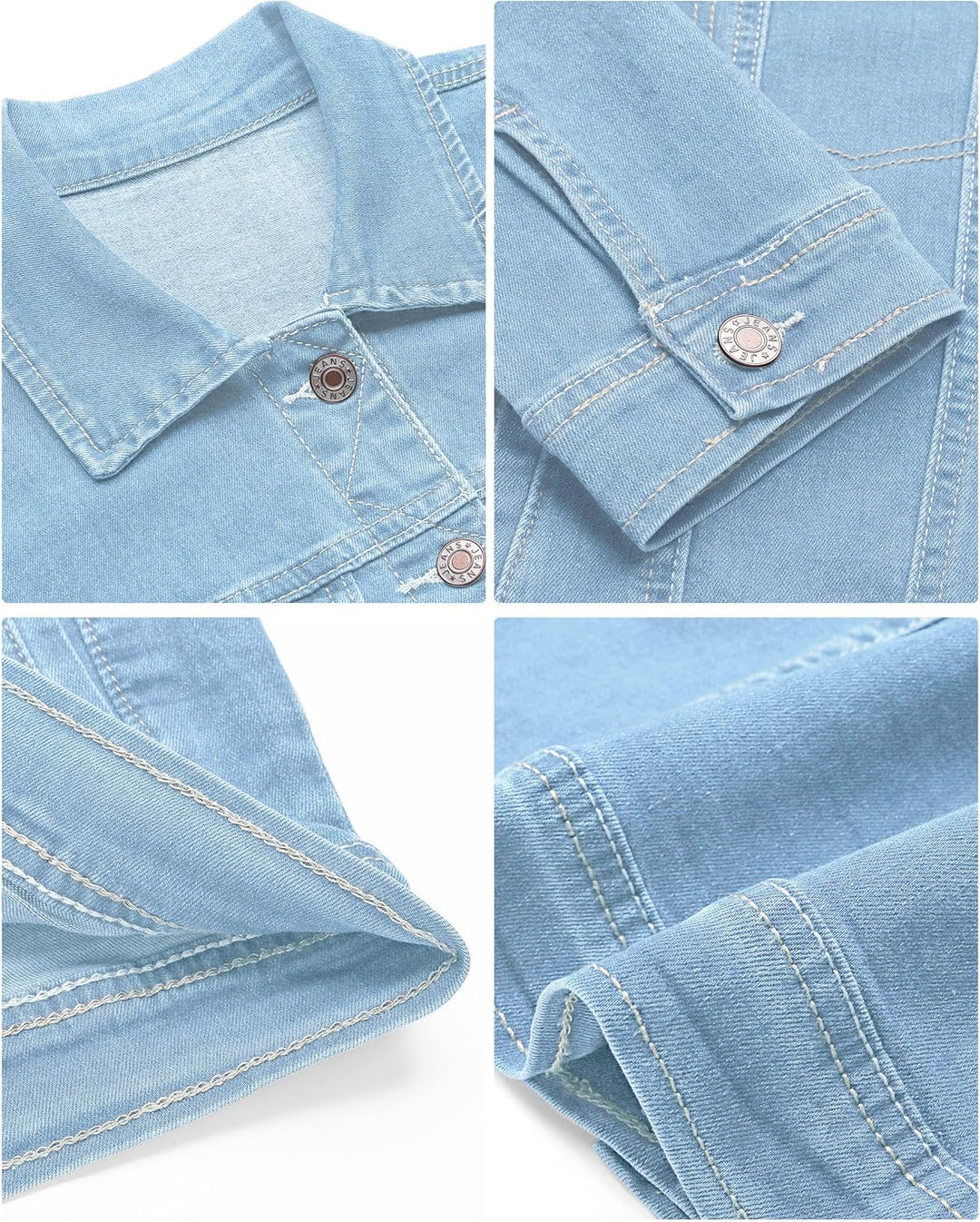 Jeansjacken Damen Jean Stretchy Langarm Trucker Jacke mit Tasche XL Azurblaue Stimmung, XL Azurblaue