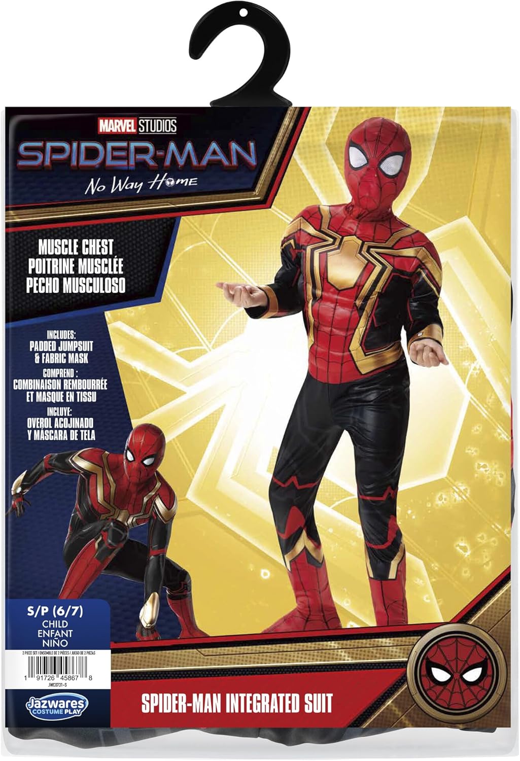 Marvel Jungen Deluxe Iron Spider Man Kostüm, Kinder Spiderman integrierter Anzug für Kinder Grösse M