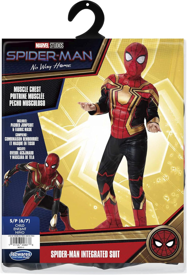 Marvel Jungen Deluxe Iron Spider Man Kostüm, Kinder Spiderman integrierter Anzug für Kinder Grösse M