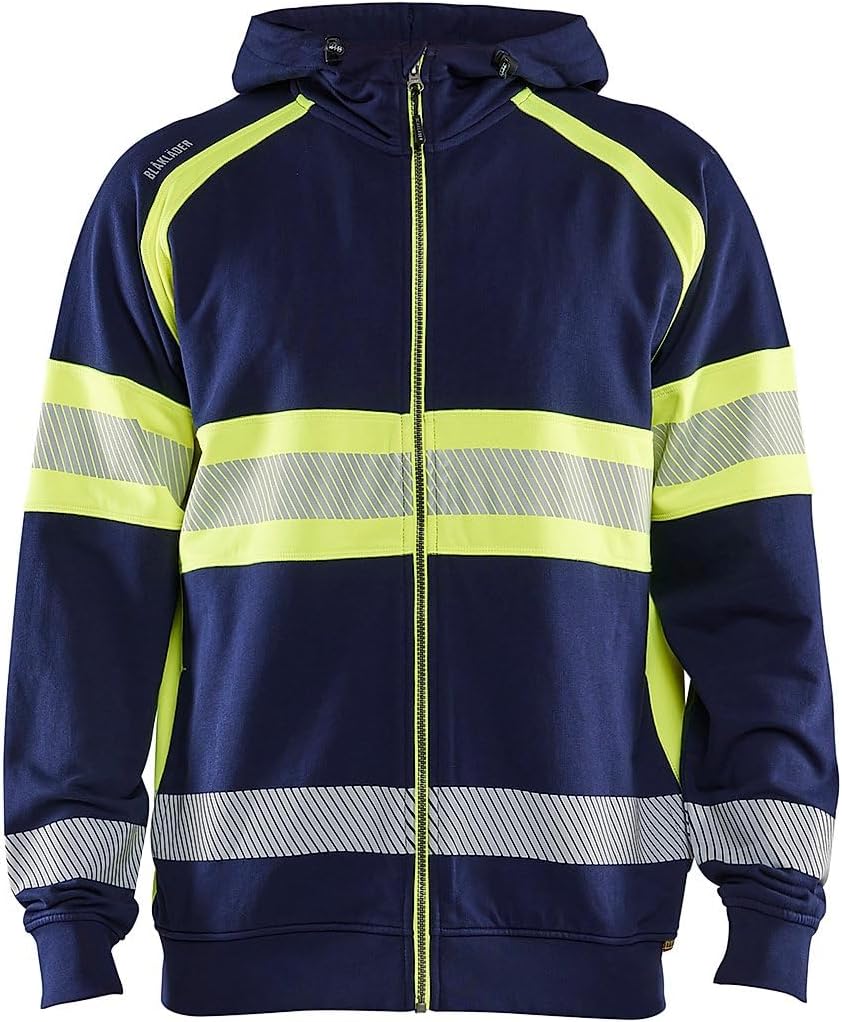 BLÅKLÄDER Blaklader 3552-1158 Warnschutz-Sweatshirt mit Kapuze, Marineblau/Warngelb