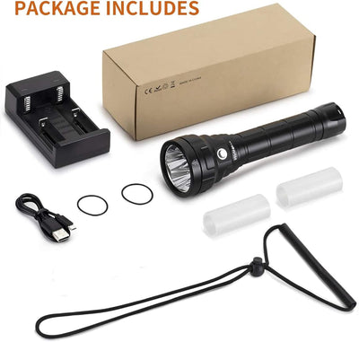 Wurkkos Tauchlampe bis 150 Meter Tiefe, 5000 Lumen Tauchen Taschenlampe Wiederaufladbar, 4* Samsung