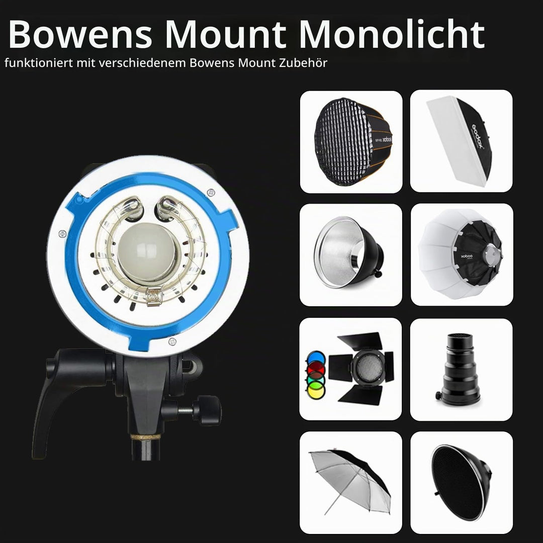 Godox Studio Stroboskop Blitzlicht Kit für Fotografie, 600W Studio Flash Set mit Browns Mount, 2.4G