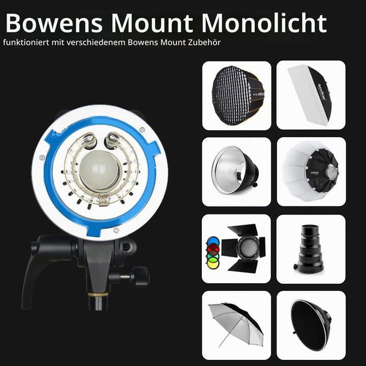 Godox Studio Stroboskop Blitzlicht Kit für Fotografie, 600W Studio Flash Set mit Browns Mount, 2.4G