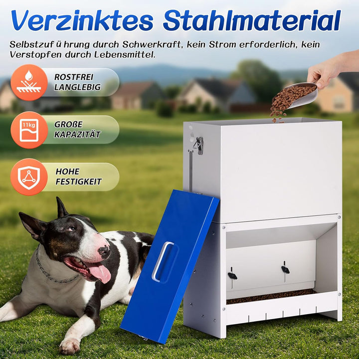 Automatischer Hundefütter für grosse Hunde im Freien 10kg Hundefütterspender Verzinkte Fütterung Met