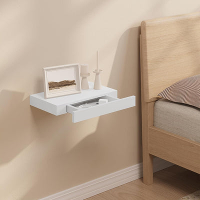 WOLTU Wandregal mit Schublade, Schweberegal Weiss, Regalbrett aus MDF, Wandboard für Wohnzimmer Schl