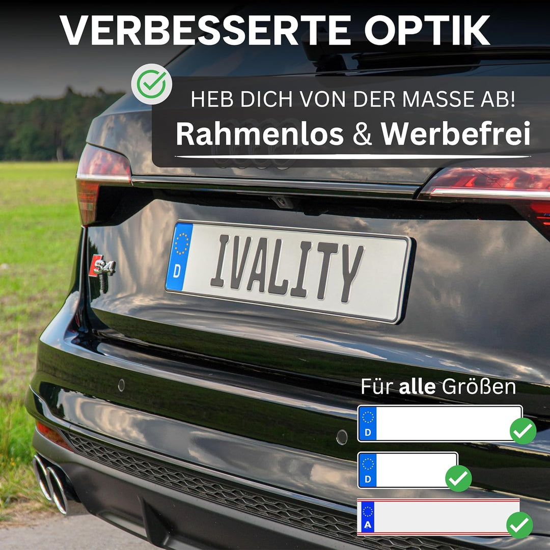 IVALITY Magnetischer Kennzeichen-Halter Erweiterungs-Set - Rahmenloser Magnet-Halter für 2X Show-Ken