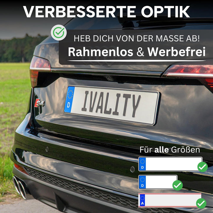 IVALITY Magnetischer Kennzeichen-Halter Erweiterungs-Set - Rahmenloser Magnet-Halter für 2X Show-Ken