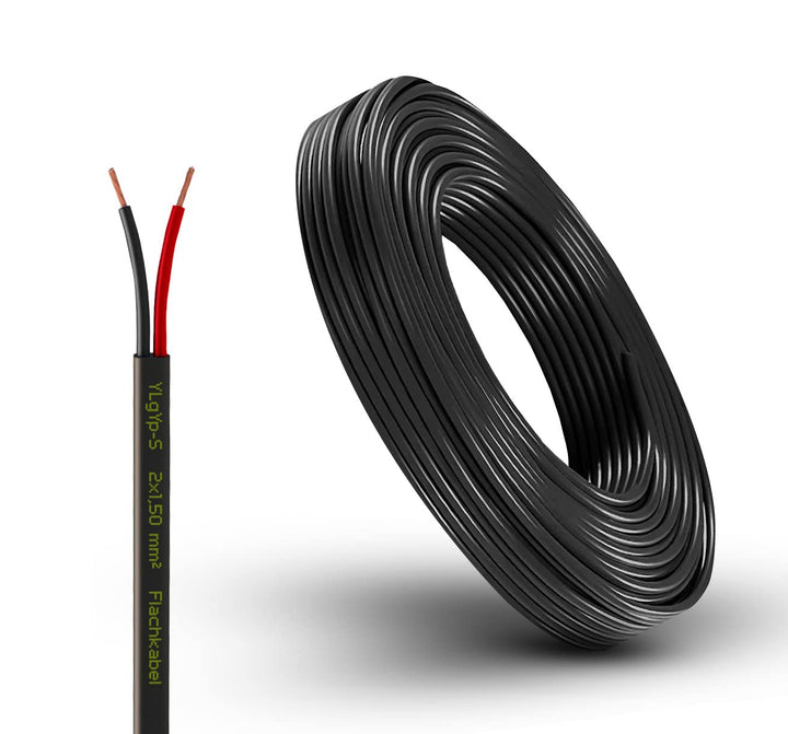 Fahrzeugleitung Anhängerkabel Rund oder Flach Kabel rot/schwarz 2x 0,75 1,0 1,5 mm² 2-adrig 6-24 Vol