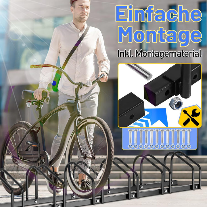 Fahrradständer für 4 Fahrräder, Fahrradständer Boden mit 30cm Radabstand für 35-55 mm Reifenbreite,