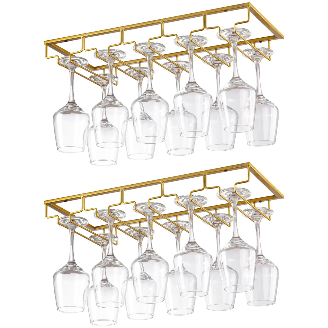YunNasi 2 Stück 5 Reihige Weinglashalter Gläserhalter aus Metall Gläserschiene Halter Unter Schrank