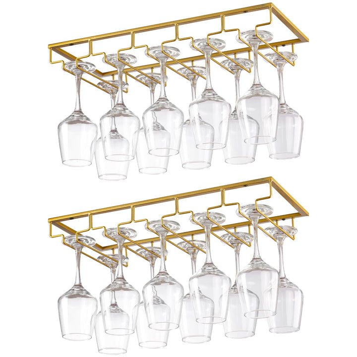 YunNasi 2 Stück 5 Reihige Weinglashalter Gläserhalter aus Metall Gläserschiene Halter Unter Schrank