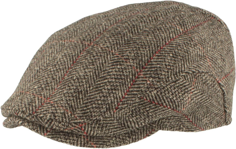 Breiter Herren Winter Schiebermütze mit Ohrenklappen Flatcap Schirmmütze 100% Wolle mit ausklappbare