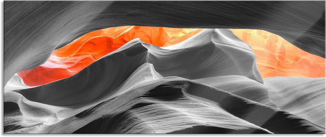 Glasbild Panorama | Wandbild aus Echtglas | beeindruckender Antelope Canyon | 100x40 cm | inkl. Aufh