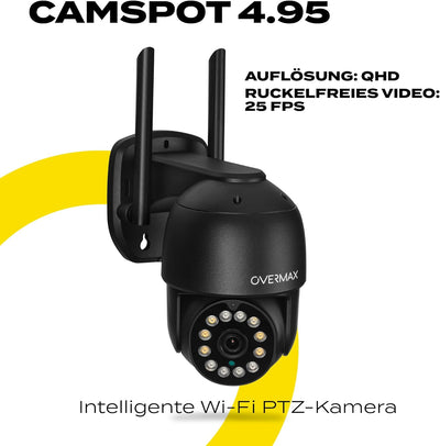 Overmax CAMSPOT 4.95 QHD 4MPx Aussen-PTZ-Kamera, Farb-Nachtmodus 60m Drehbare Kamera 355o/90o, Blick