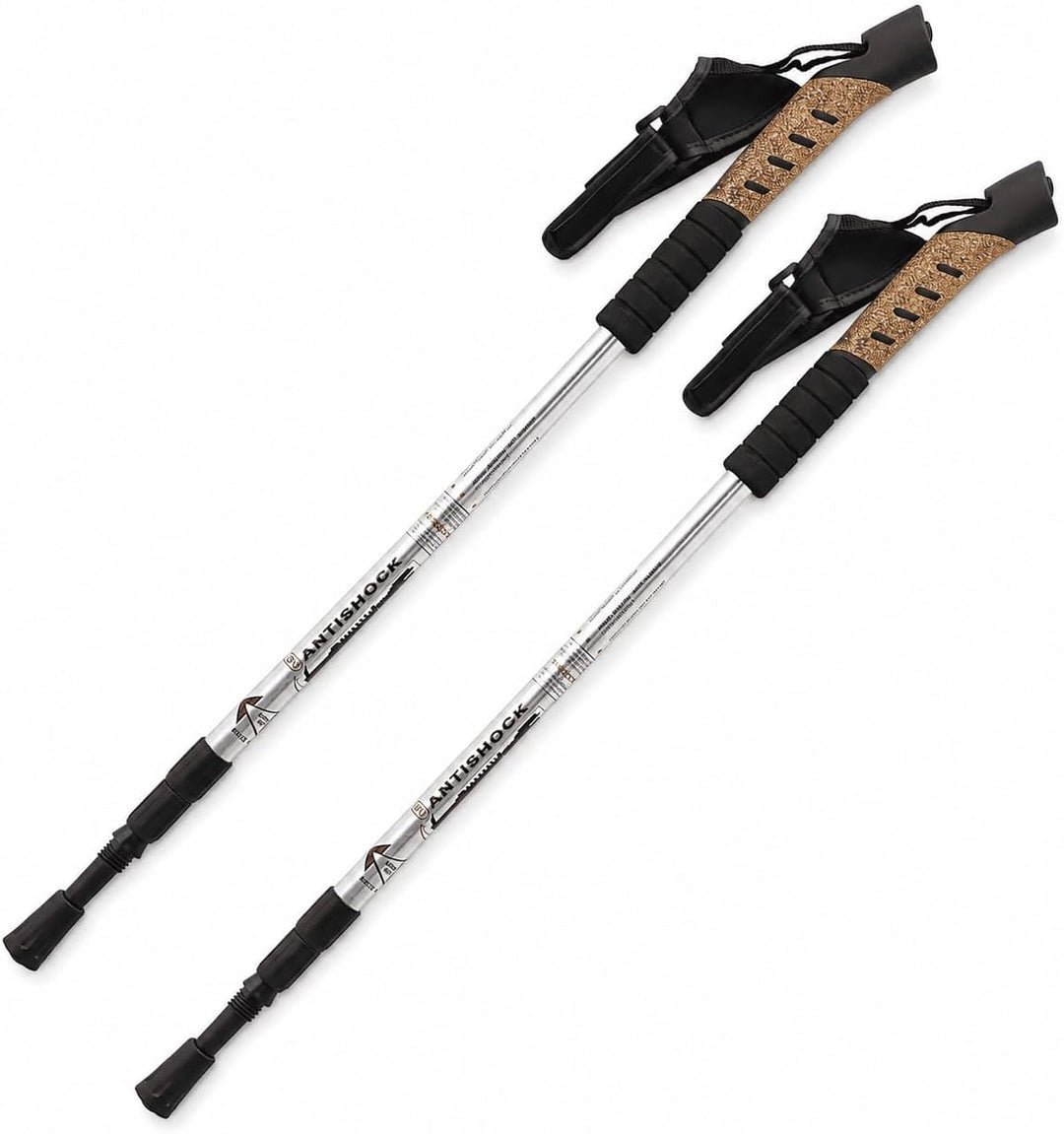 MidGard Nordic Walking Stöcke Teleskop Antischock Wanderstöcke aus Aluminiumlegierung mit Korkgriff