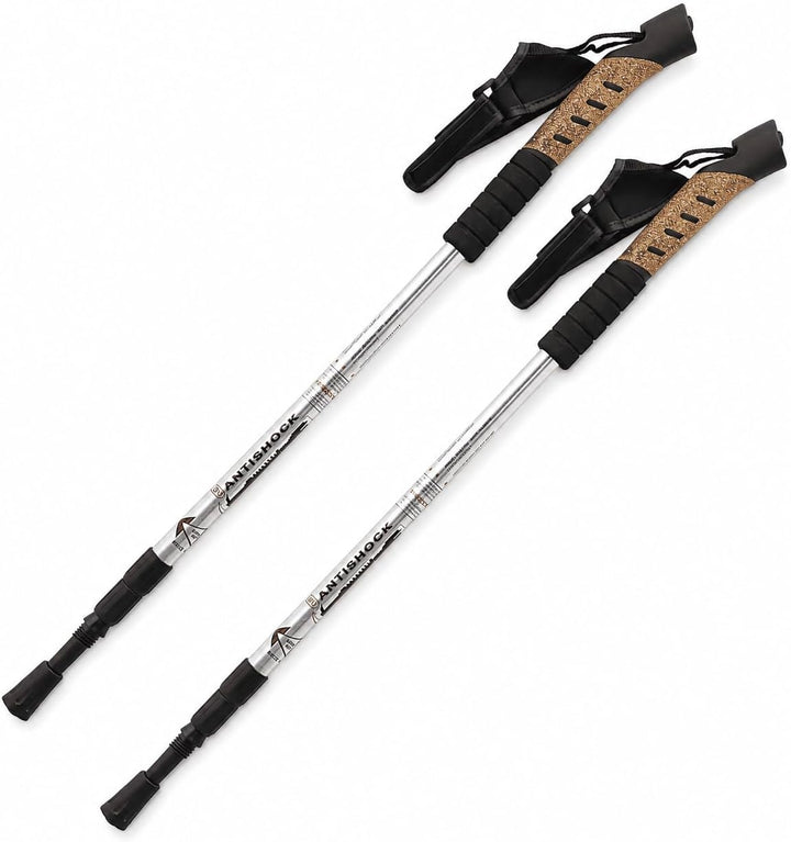 MidGard Nordic Walking Stöcke Teleskop Antischock Wanderstöcke aus Aluminiumlegierung mit Korkgriff