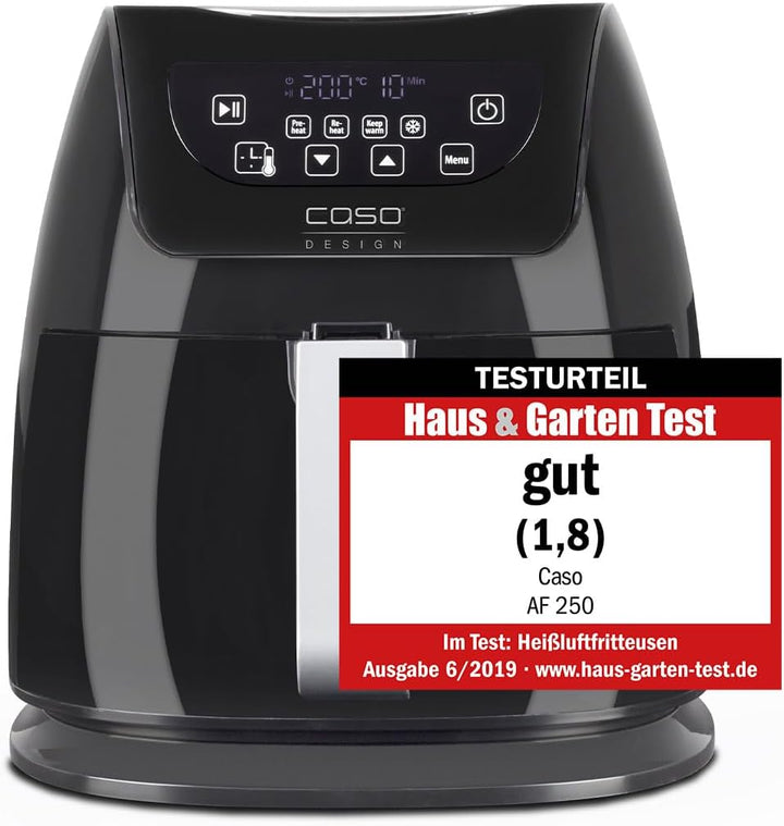 CASO | AF250 Heissluftfritteuse 3 L | Frittier-Korb für 1 kg, 60-200°C, Leistungsstark 1400 W, gesün