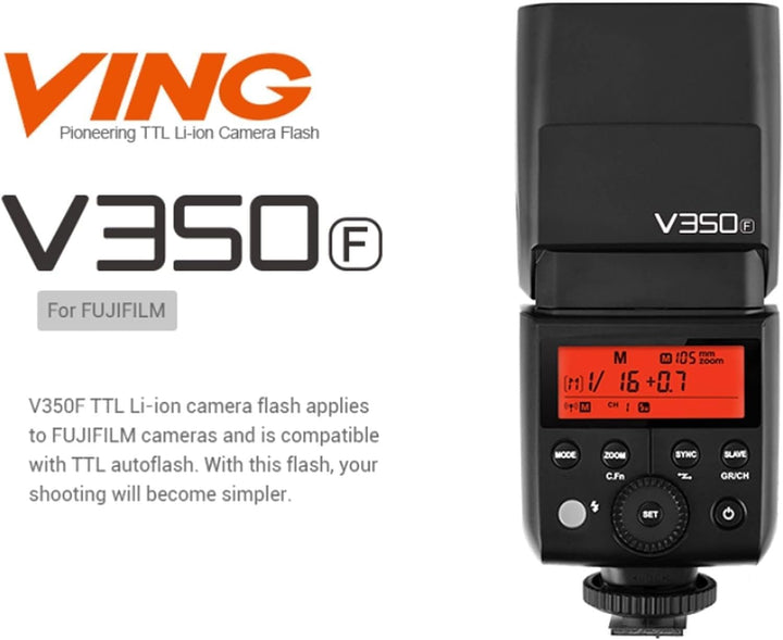 GODOX Speedlite Ving V350F Fuji, Schwarz