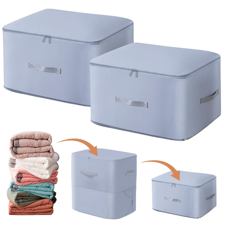 2 Stück Ultra Platzsparender Selbstkomprimierender Organizer, Aufbewahrungstasche für Bettdecken, Gr
