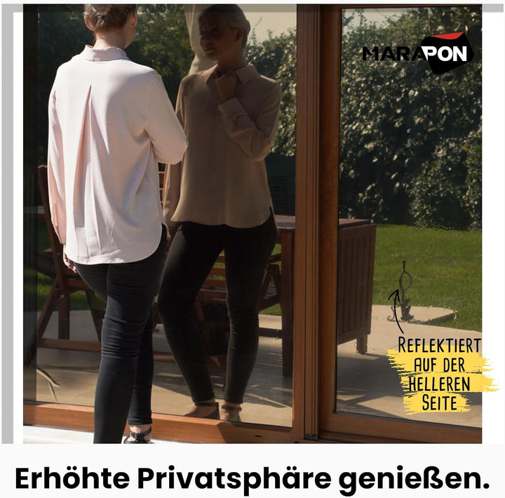 MARAPON® Spiegelfolie Fenster Sichtschutz [75x200 cm] Fensterfolie Sonnenschutz aussen ohne Rückstän