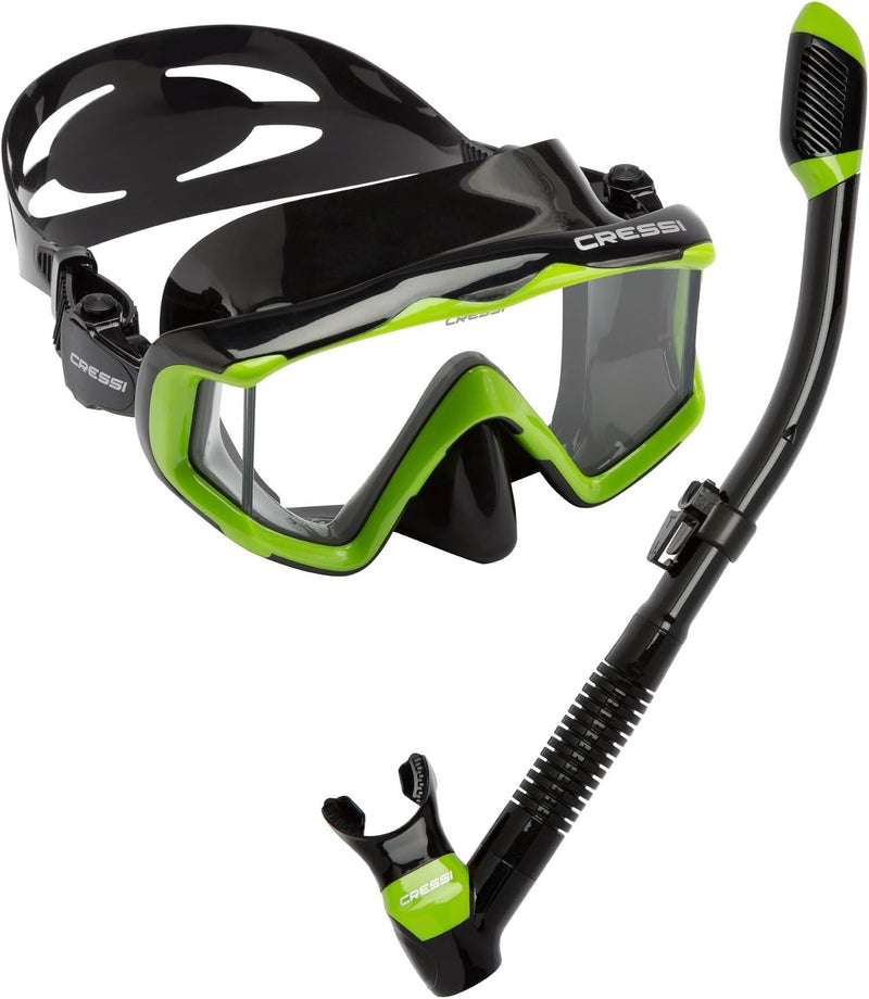 Cressi Panorama-Maske und Trocken-Schnorchel-Set zum Schnorcheln, Tauchen, Pano 3 & Supernova Dry: e