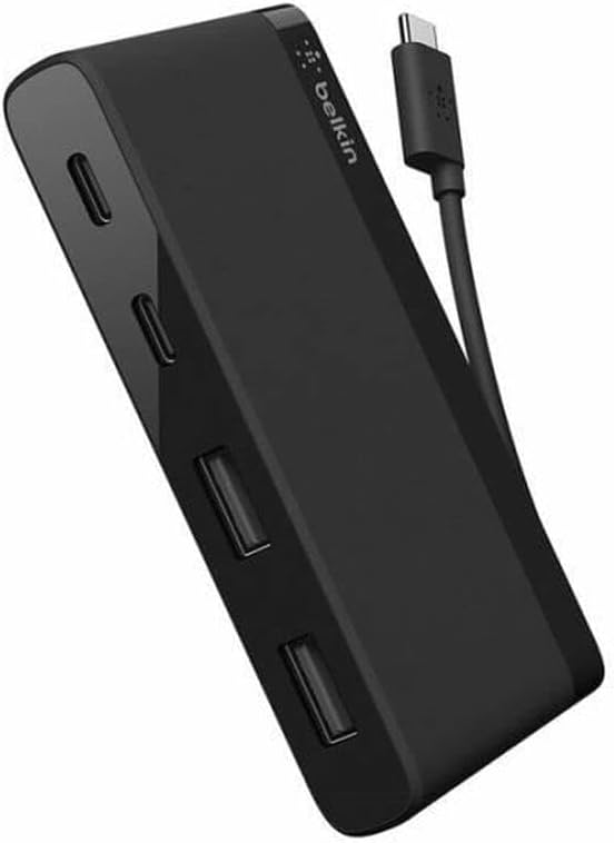 Belkin USB-C 4-Port Mini Hub (mit integriertem USB-C Kabel, USB-C Hub für MacBook Pro, Chromebook Pi