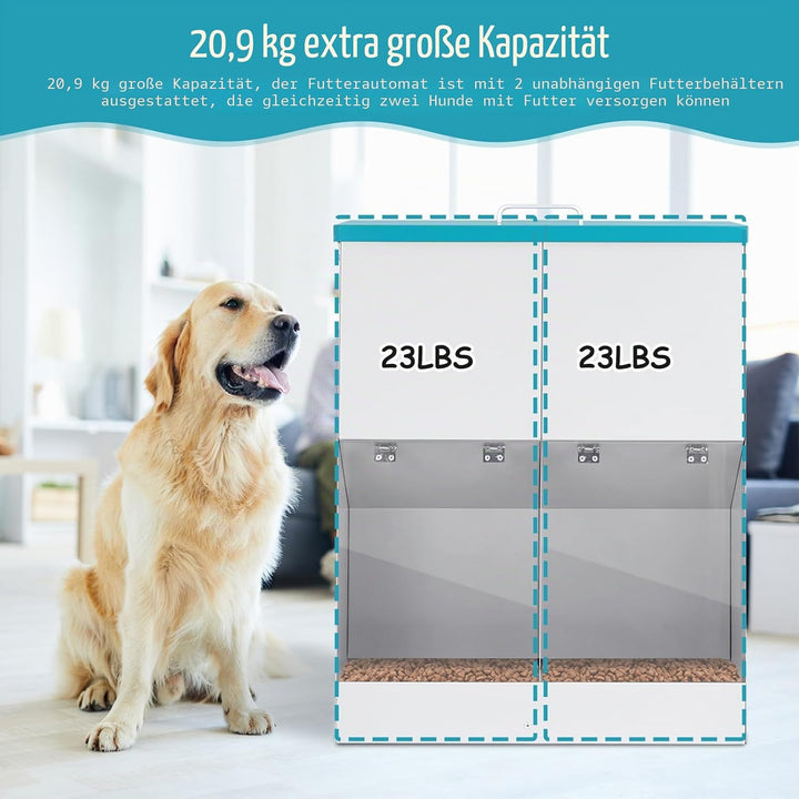 Automatische Schwerkraft-Hundefütterung für 2 Hunde - Keine Montage erforderlich, 46Lbs Kapazität, v