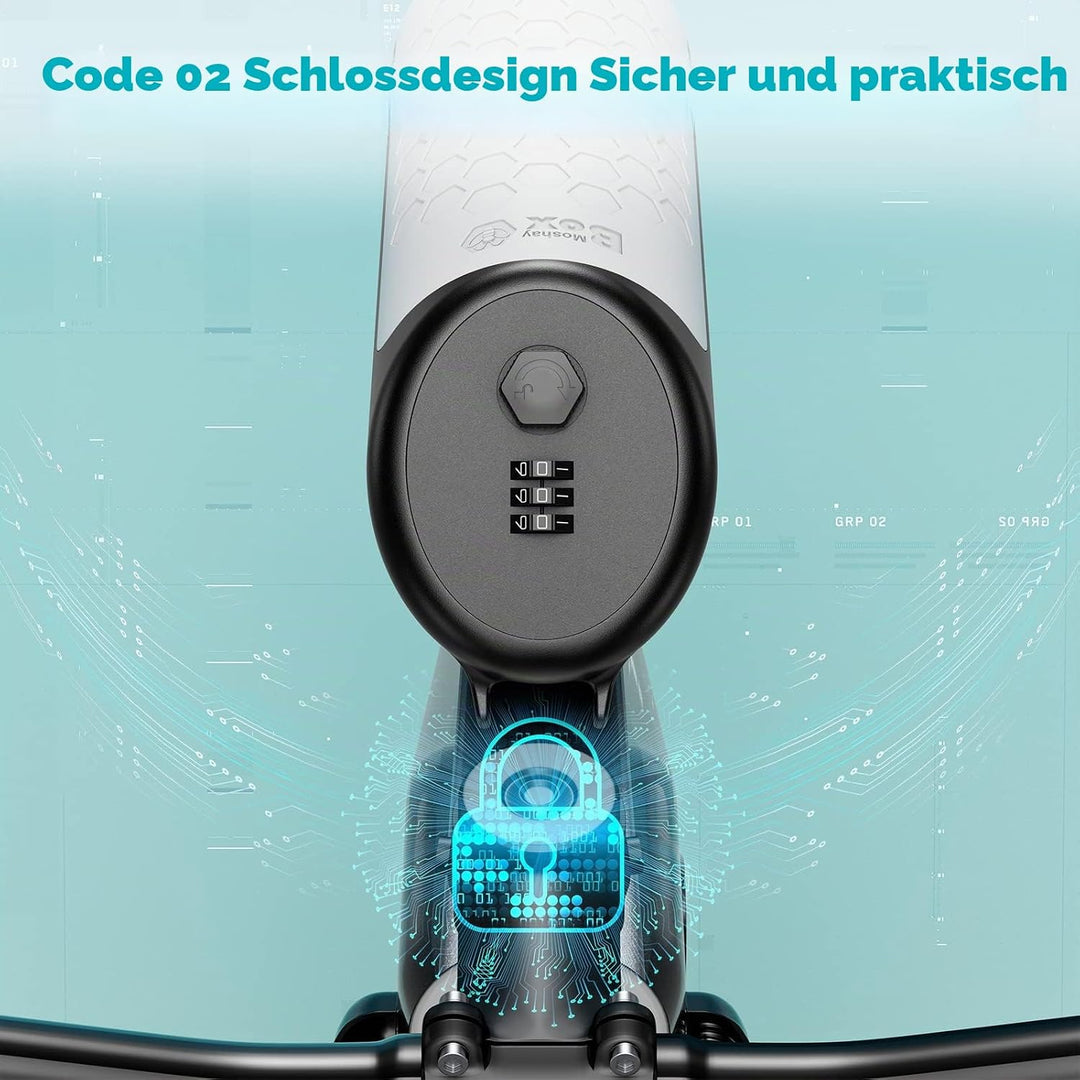 MOSHAY Safe Fahrradrahmen Box abschliessbar | Integriertes Zahlenschloss, gepolsterter Innenraum | S