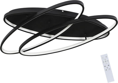 ZMH Deckenlampe LED Deckenleuchte Wohnzimmer - 76W Wohnzimmerlampe Schwarz Schlafzimmerlampe Dimmbar