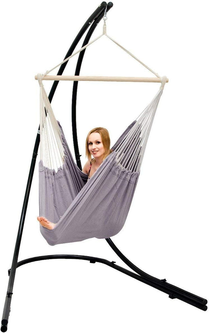 AMANKA XXL Hängesessel mit Gestell - Hängestuhl 185x130cm mit 210cm Metall Ständer für Garten - Gros