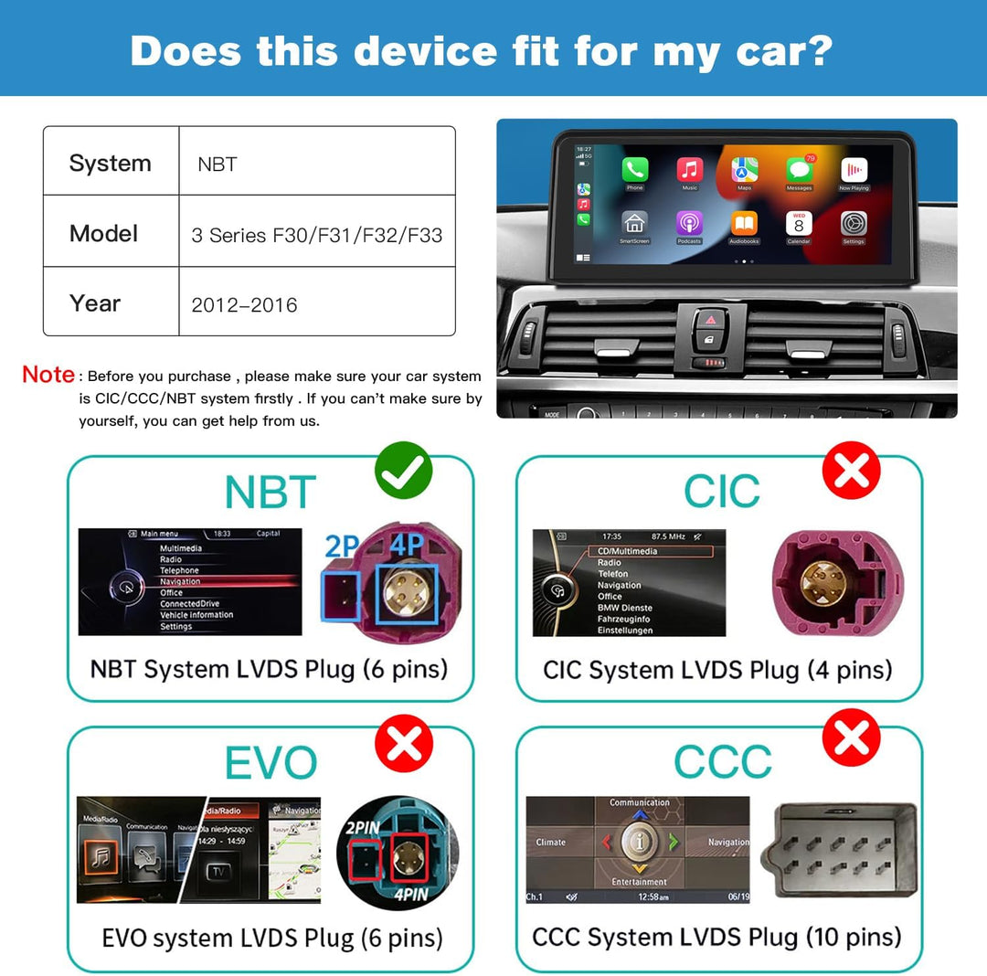 Drahtlos Carplay/Android Auto 10.25'' Multimedia Radio Linux Touchscreen für BMW 3 4 Serie F30/F31/F
