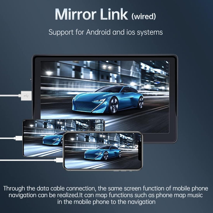 WEPARTICULAR Kabelloser Apple Carplayer Android Auto Monitor, 7-Zoll-Full-HD-Touchscreen, tragbarer